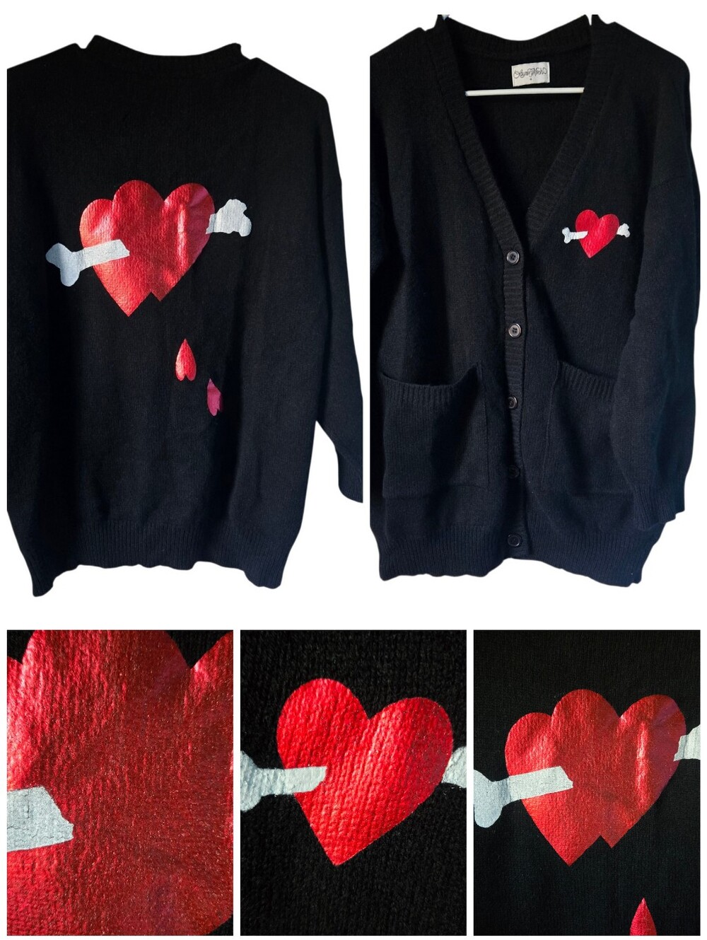 Lauren Moshi Cashmere Bone Heart cardigan